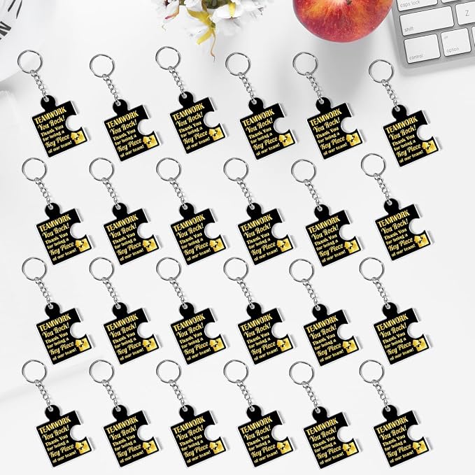 Team Appreciation Gifts Bulk Thank You Keychains for Coworkers | Gift Set for Employee, Staff, Teachers, Teamwork Puzzle Piece Keyring, Acrylic