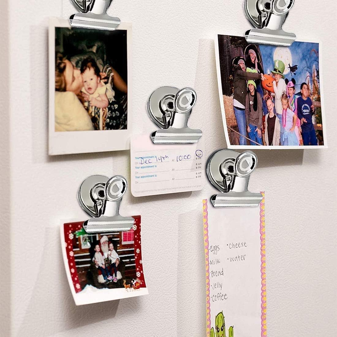 VNDUEEY 20 Pack Fridge Magnets Refrigerator Magnets Strong Magnetic Clips, Magnet Clips Heavy Duty, Whiteboard Magnet Magnetic Paper Clips for Home, School, Office, Teaching, Locker (Silver)