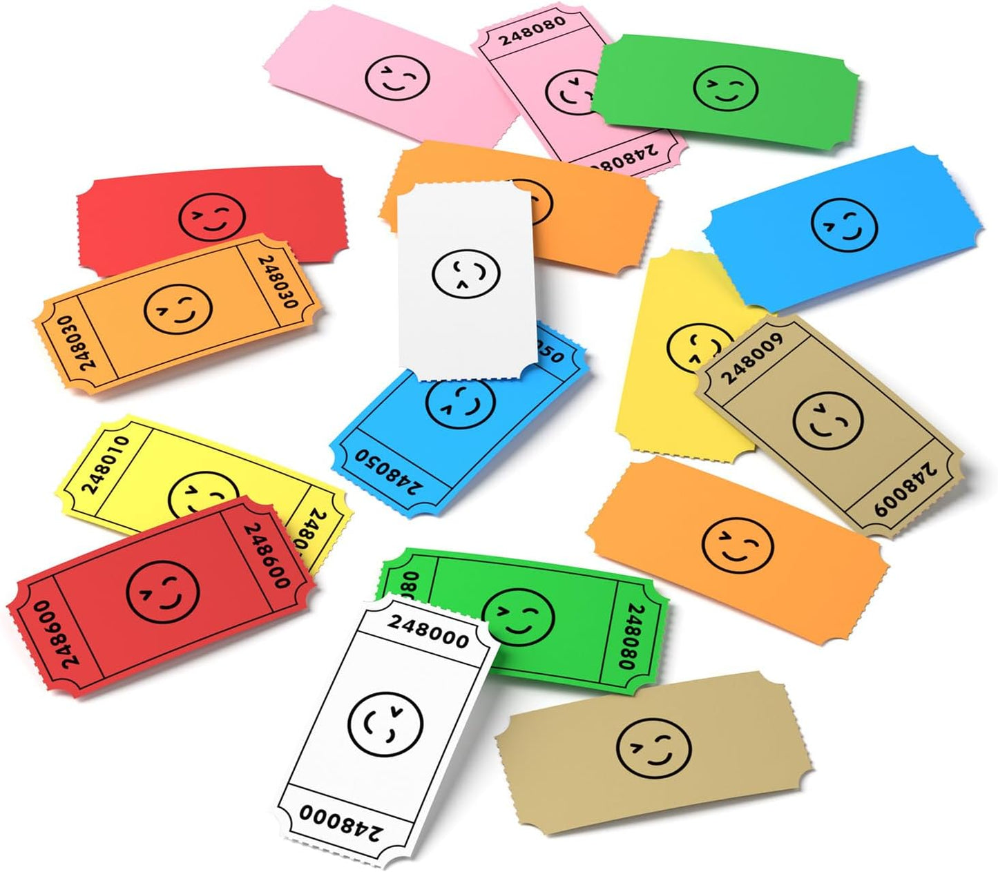 Methdic 1000 Smile Raffle Tickets Green, Single Roll, Ticket for Events, Entry, Class Reward, Fundraiser & Prizes