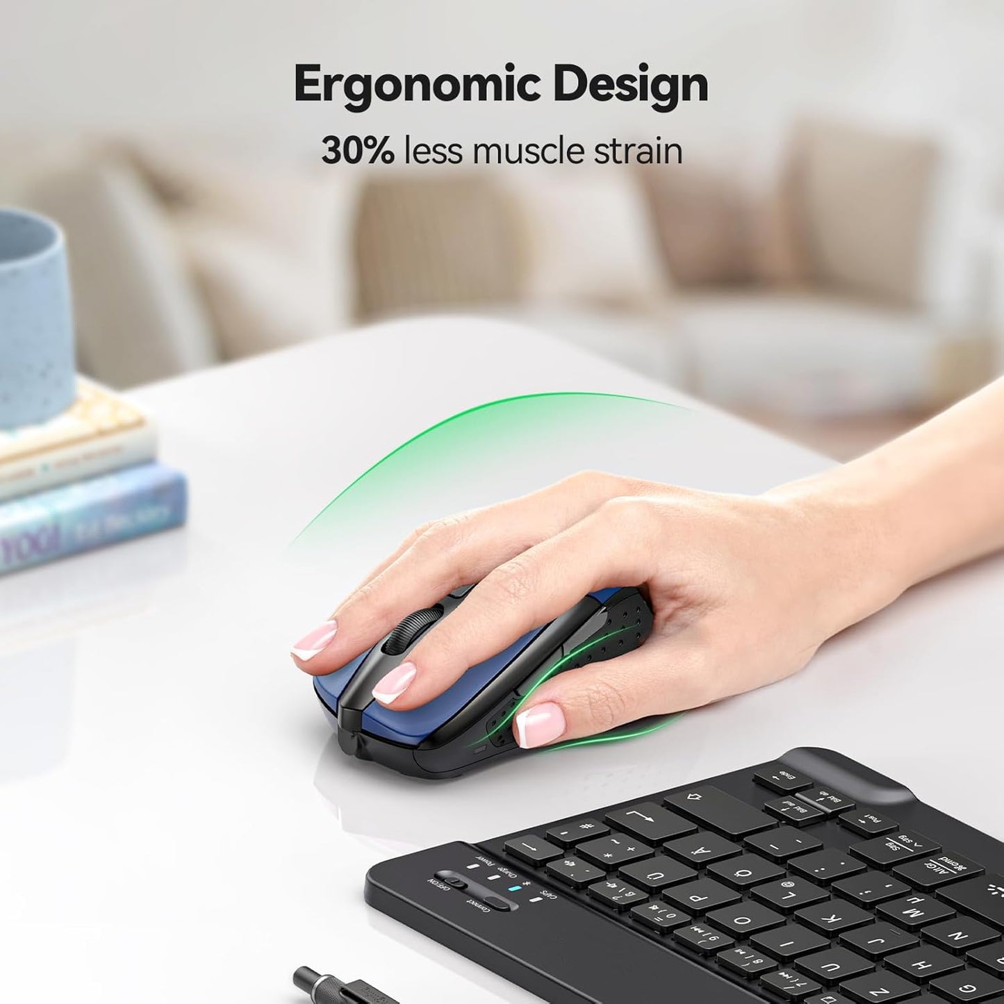 TECKNET Wireless Mouse for Laptop, Silent Mouse Quiet Click, Computer Mice Wireless, 6 Adjustable 4000 DPI Computer Mice - Blue
