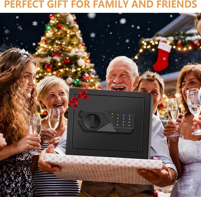 1.8 Cub Small Fireproof Safes for Home, Digital Security Home Safes Fireproof Waterproof with Programmable Keypad Keys and Alarm System, Anti-Theft Fire Safe Box for Document Money Valuables
