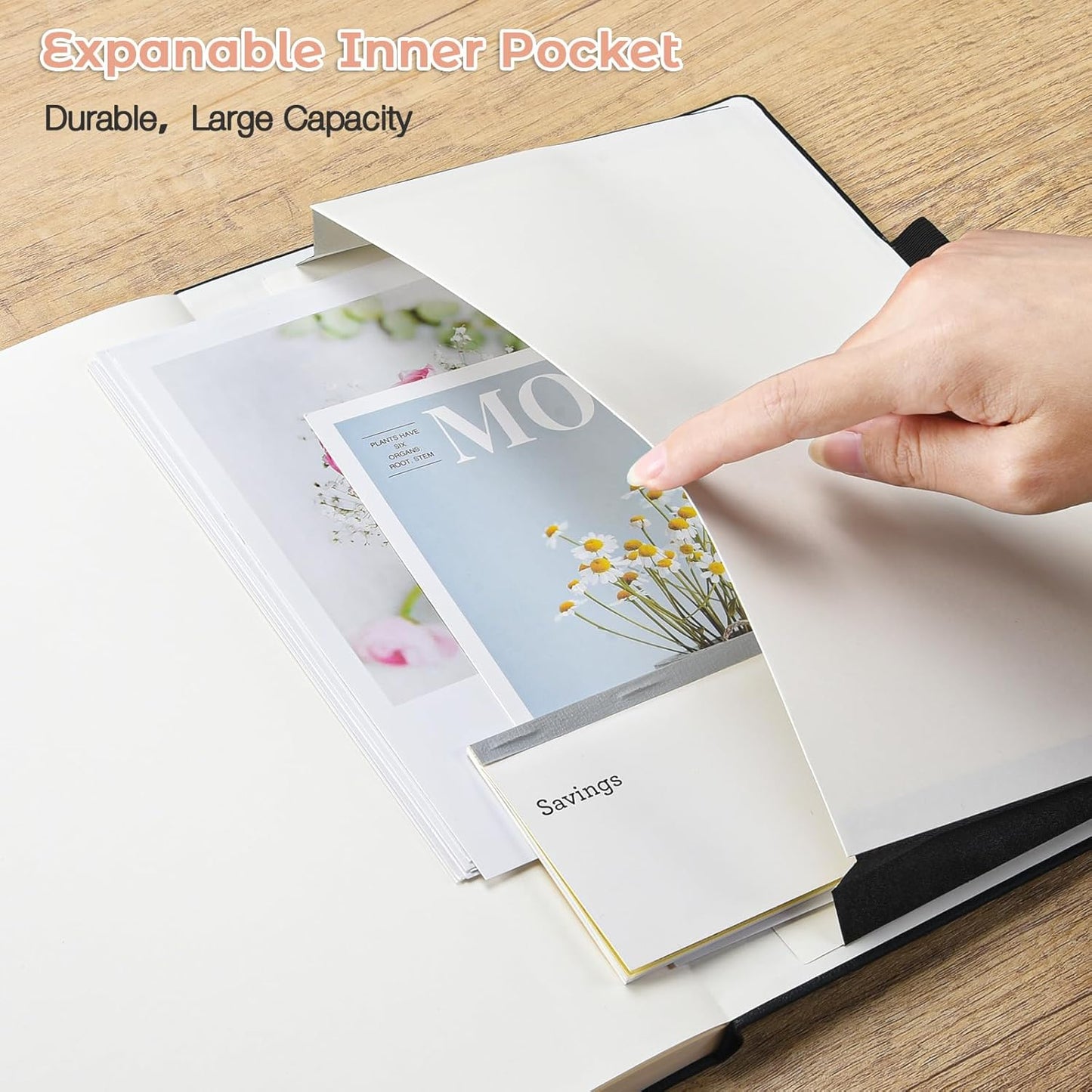 College Ruled Notebook, A4 Hardcover Leather Notebook for Work, Lined Notebook Journal for Women, Men, 192 Thick Paper, 8.5" x 11", Large Notebook with Pockets, Professional Business Notebook, Pink