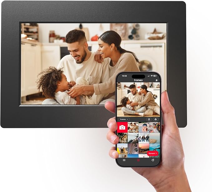 AGFA Photo FRAMEO WiFi Digital Picture Frame 7 Inch – HD Touchscreen Smart Photo Frame, Share Photos & Videos Instantly via App, 32GB Memory, Auto-Rotate, Clock & Weather, Slim Modern Design