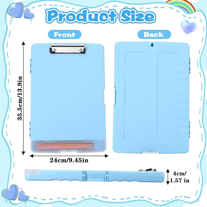 JIEYAO 6 Pcs Heavy Duty Plastic Clipboard with Storage, A4 Pastel Colors Waterproof Clipboards with Pen Holder Side-Opening Nursing Clip Board for Office School Supplies
