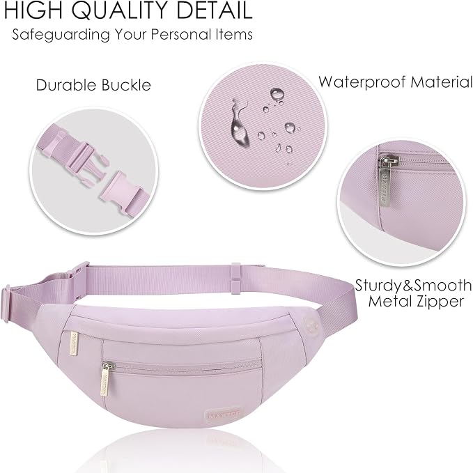 MAXTOP Large Purple Crossbody Fanny Pack for Women Belt Bag fits All Phones | 4-Zipper Pockets,Stylish,Versatile,Cross Body Bum Bag for Enjoy Yoga Traveling Workout Running Shopping