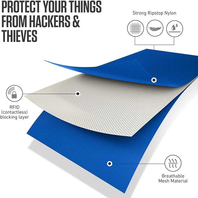 VENTURE 4TH Travel Neck Wallet, RFID Blocking Passport Holder - Sleek Blue