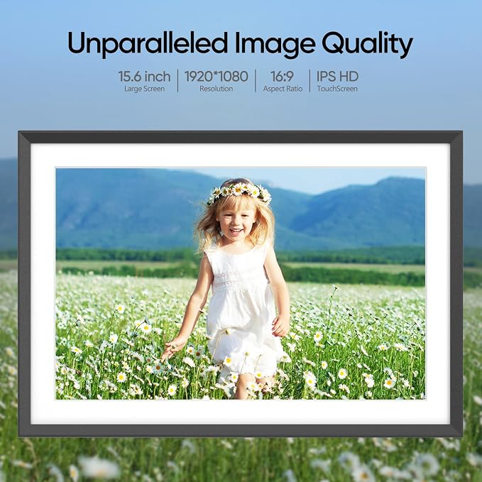 ARZOPA Digital Picture Frame 15.6" Large WiFi Digital Electronic Photo Frame with 32GB Storage, 1920x1080 FHD Touch Screen, Auto-Rotate, Share Photos or Videos Instantly via Frameo