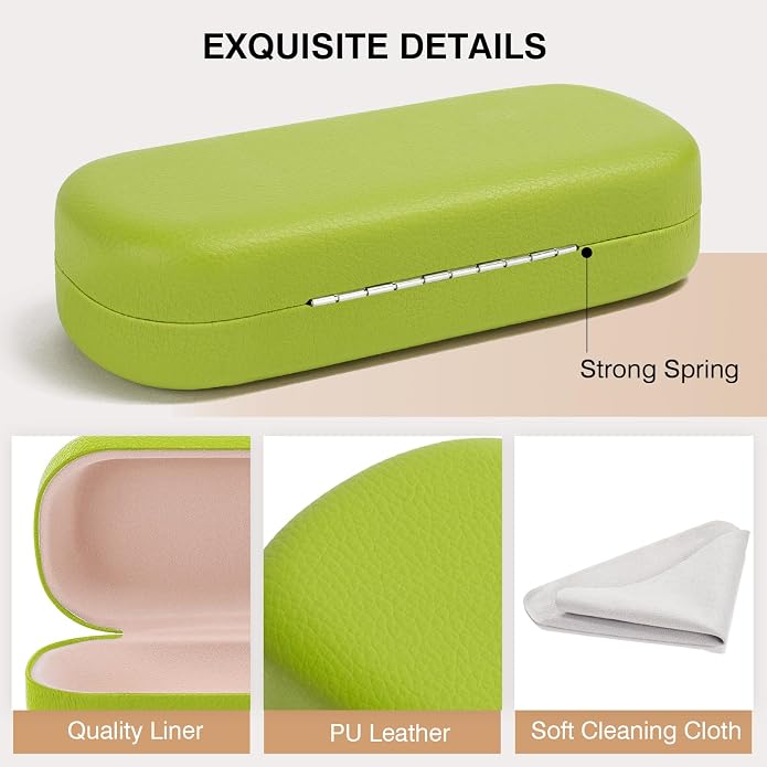 Marvolia Glasses Case Large Hard Shell Eyeglasses Case PU Leather Protective Case for Sunglasses Eyeglasses