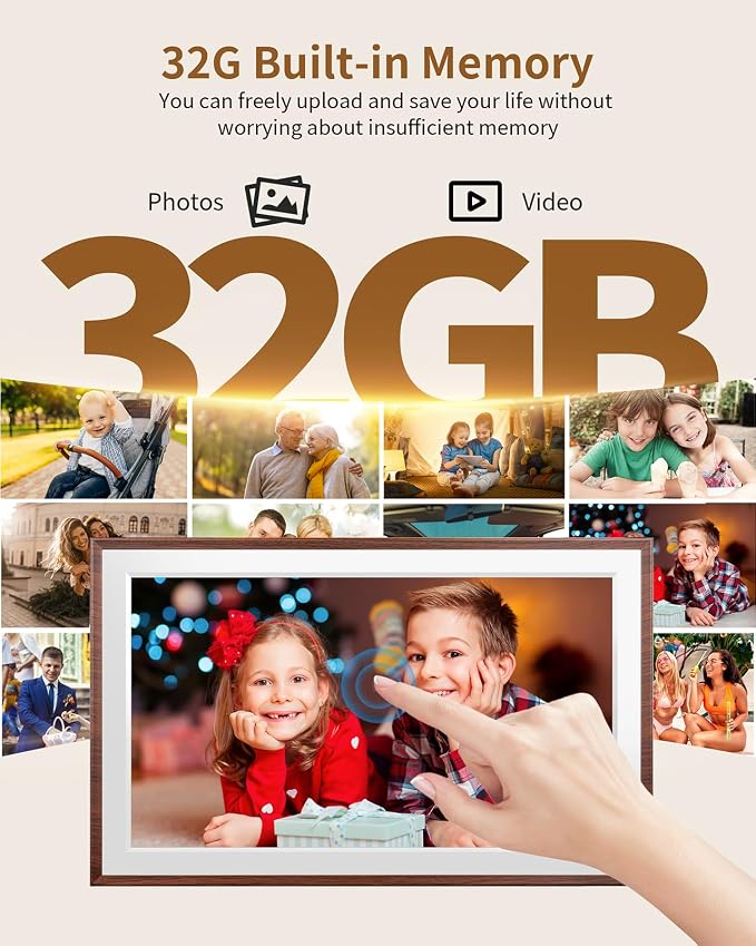FRAMEO 15.6 Inch 32GB WiFi Large Digital Photo Frame 1920 * 1080 IPS FHD Touch Screen Smart Digital Picture Frame, Wall Mountable, Auto-Rotate,Share Instantly, Birthday Gifts for Women, Mom
