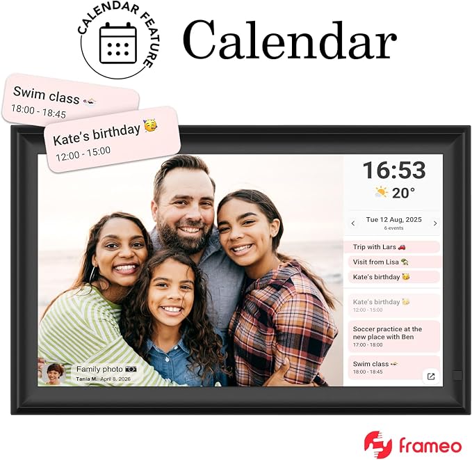 15.6inch FRAMEO Digital Photo Frame with 1920x1080 FHD IPS LCD Touch Screen, Dual-WiFi Share Photos & Videos Via Frameo App, Support USB Drive/SD Card Extend Storage, Auto-Rotate