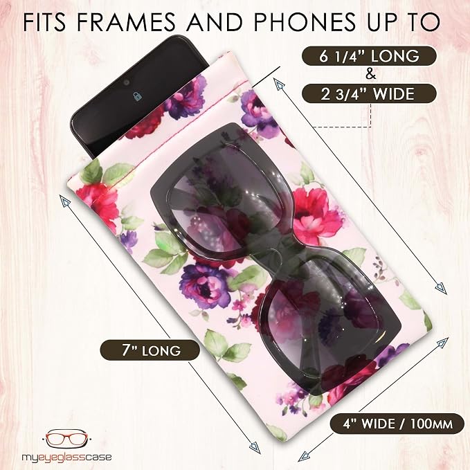 Soft Sunglasses case | Large Glasses Case Holder - Eyeglass Pouch Squeeze Top | Glasses pouch Lightweight Extra Layers