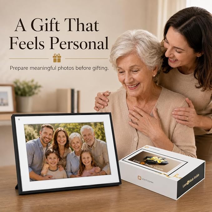 Digital Picture Frame 10.1 Inch WiFi Digital Photo Frame with 64GB Storage, Touchscreen IPS Display, Instant App Sharing, Auto Rotate, for Parents & Family