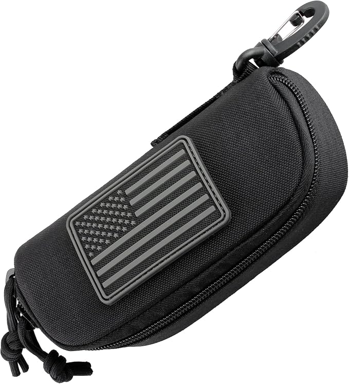 WYNEX Tactical Molle Glasses Pouch, Shockproof Eyeglass Case, Sunglass Case Hard Shell with Patch, Universal Protects Glasses