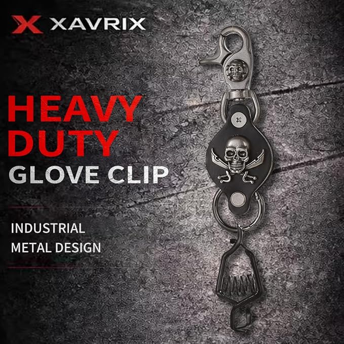 Heavy Duty Glove & Hat Clip with Carabiner, All-Metal Spring Clamp Work Glove Holder for Tool Belt, Harness, Backpack