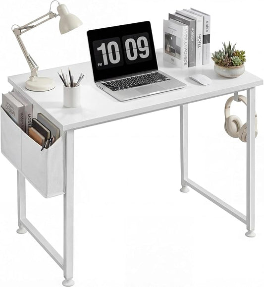 Lufeiya White Small Desk for Bedroom - Student Kids Study Writing Table for Home Office Bedroom Small Spaces 32 Inch Modern Mini Laptop PC Computer Desks, White