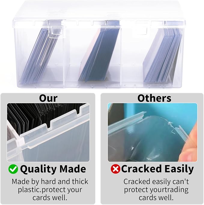 CDBXPRG Toploader Storage Box for 100 + 3" x 4" 35pt Rigid Card,Trading Card Storage Box with Dividers for 500+ Baseball Card Case,Playing Card Case for MTG, Sport Cards,Game Cards 2 PACK