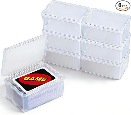 6PCS Card Storage Cases for UNO Cards and Playing Cards, High Capacity Clear Game Card Organizer Boxes for Trading Cards, Business Card & More More (Card Not Included)