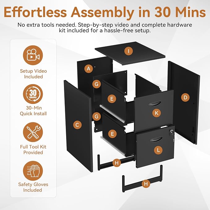 Polup 2 Drawer File Cabinet with Lock, Metal Filing Cabinet for Home Office | Small Locking Cabinet for Under Desk Storage, Printer Stand, Fits Letter Size, Black, 26"H x 15"W x 18"D, Easy Assembly