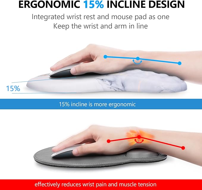 Ergonomic Mouse Pad with Wrist Support and Keyboard Wrist Rest Set | Memory Foam Wrist Cushion, Non-Slip PU Base, Massage Design, Relieves Wrist Pressure for Work, Gaming & Office Use