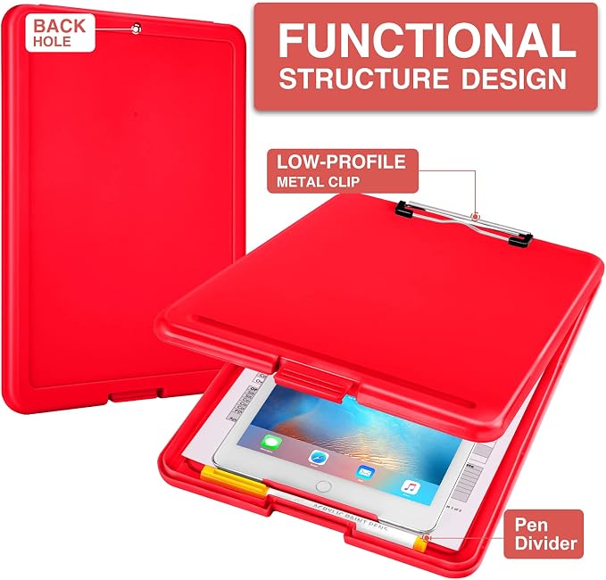 Sooez Clipboard with Storage, Plastic Nursing Clip Board, 8.5" x 11", Work | Sturdy Clipboards Foldable, Cute Hanging Clip Board Case, Teacher, Classroom Must Haves, Office School Supplies, Women & Men