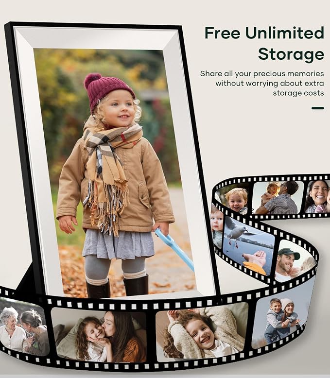 Cozyla Frame: 10.1" WiFi Digital Picture Frame Mat – No Subscription & Unlimited Storage, Support Long Video, Electronic Photo Frame Gift for Family, Share Picture via Google Photos, App, Email, Web
