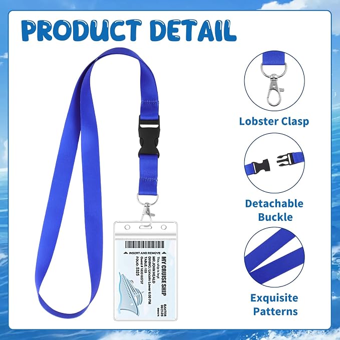 6 Pack Lanyards for Cruise Ship Cards with Waterproof ID Card Badge Holders for Royal Caribbean Cruise Essentials 2026（6 Color）