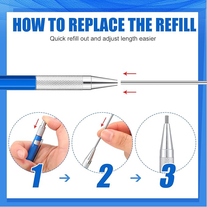 Gersoniel 2 Pcs Welders Pencil with 48 PCS Round Refills Mechanical Pencils Metal Welding Marker for Tube Pipe Fitter Welder Steel Construction Woodworking (Red, Silver)