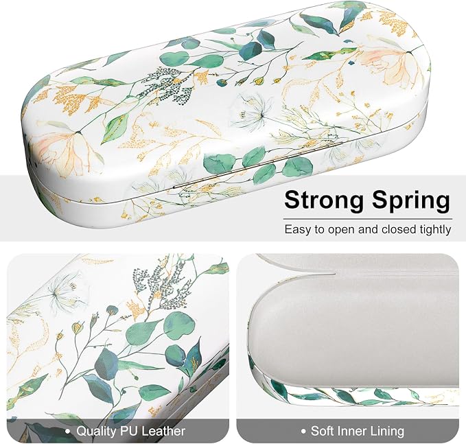 Hard Shell Leather Sunglasses Case,Classic Fashionable Cute Large Glasses Case for Women Men,Sunglass Eyeglasses