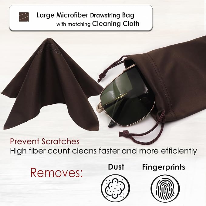 MyEyeglassCase - Large Sunglasses Case - Hard Glasses Case Holder w/Pouch & Cloth - Eyeglass Case Aviator Frames Men & Women