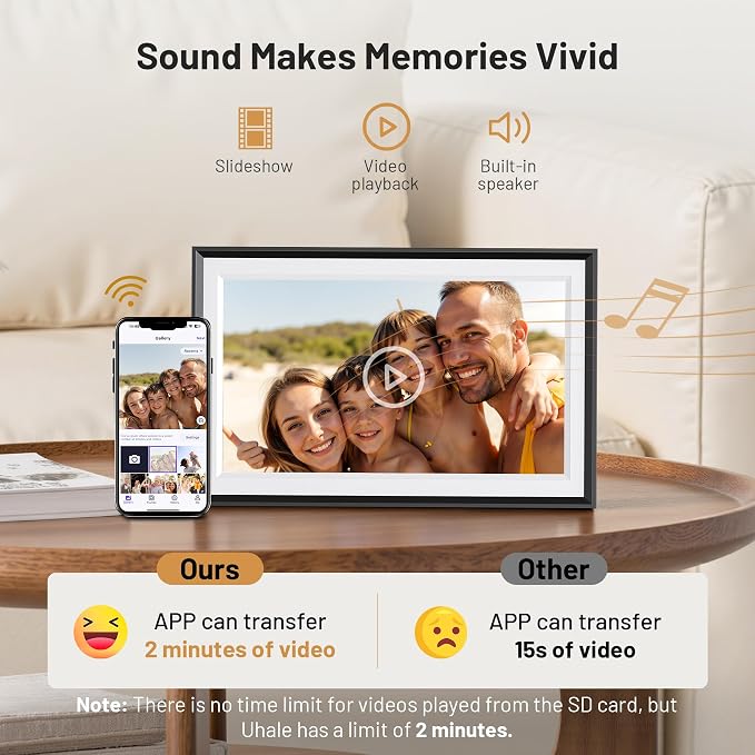 15.6" Smart WiFi Digital Picture Frame with 32GB Storage | Electronic Photo Frame with 1920 x 1800 HD IPS Touch Screen Auto-Rotate for Wall/Tabletop, Gift for Woman,Mom, Dad, Wife