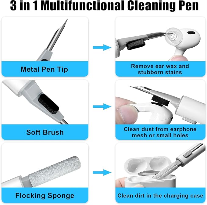 3 Pairs Replacement Ear Tips for AirPods Pro 2nd & 1st(S/M/L, Clear) | with Noise Reduction Hole, Silicone Ear Tips with Cleaning Pen & Portable Storage Box, Fit in the Charging Case