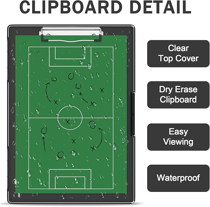 Rimilak Clipboard with Storage,8.5x11 2 Compartment Clip Board, Black | Smooth Writing, Side-Opening Plastic Folder with Pen Holder, Size 13.3 x 9.4 x 1.5″,for Classroom, Teacher, Student