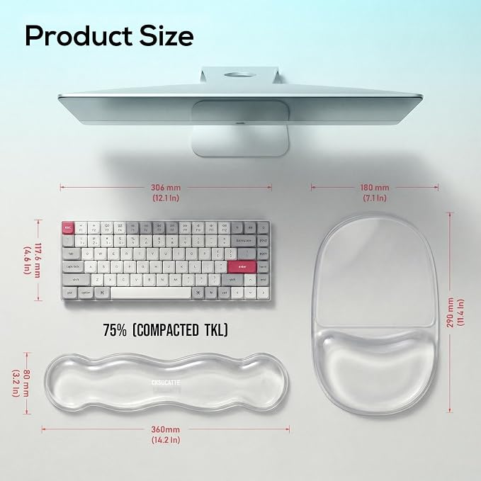 CASUCATTE-Clear Gel Mouse Pad with Wrist Rest - Super Non-Slip, Soft & Comfortable, Washable, Relieve Office or Gaming Wrist Pain
