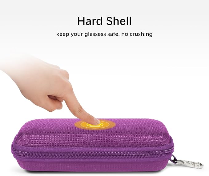 Double Eyeglasses Case Hard Shell Dual Sunglasses Organizer with Zipper Closure Travel Eyewear Storage for Vehicle