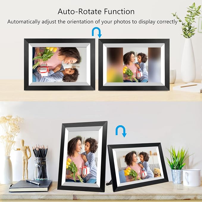 FRAMEO 10.1 Inch Smart WiFi Digital Photo Frame 1280x800 IPS LCD Touch Screen, Auto-Rotate Portrait and Landscape, Share Moments Instantly via Frameo App from Anywhere