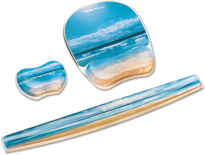 Fellowes Photo Gel Keyboard Wrist Rest with Microban – Sandy Beach, Multicolor