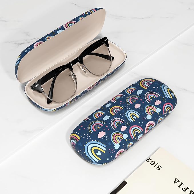 Eyeglasses Case, Portable Hard Shell Protective Case for Glasses, Eyeglass Holder Box for Women with Cleaning Cloth