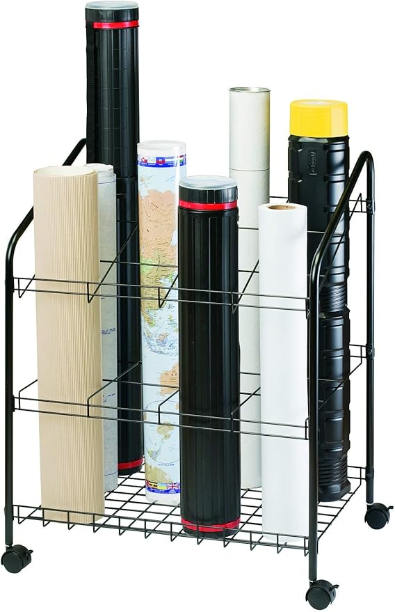 ALVIN WRF55 Wire Bin Roll File, Made for Rolled Maps, Plans, Drawings, and Tubes (5 x 5 Inches - 12 Slots)
