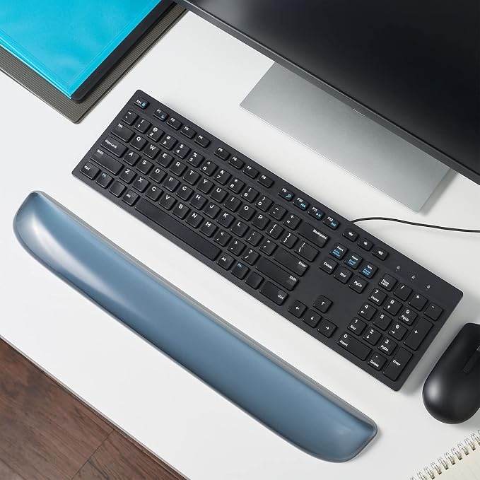 STAPLES Gel Keyboard Wrist Rest, Ergonomic Non‑Slip Wrist Support Cushion for Comfortable Typing, Durable Gel‑Filled Design, Black Crystal