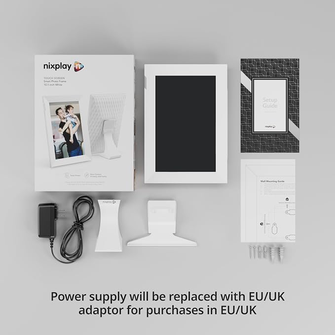 Nixplay Digital Touch Screen Picture Frame - 10.1” Photo Frame, Connecting Families & Friends (White)