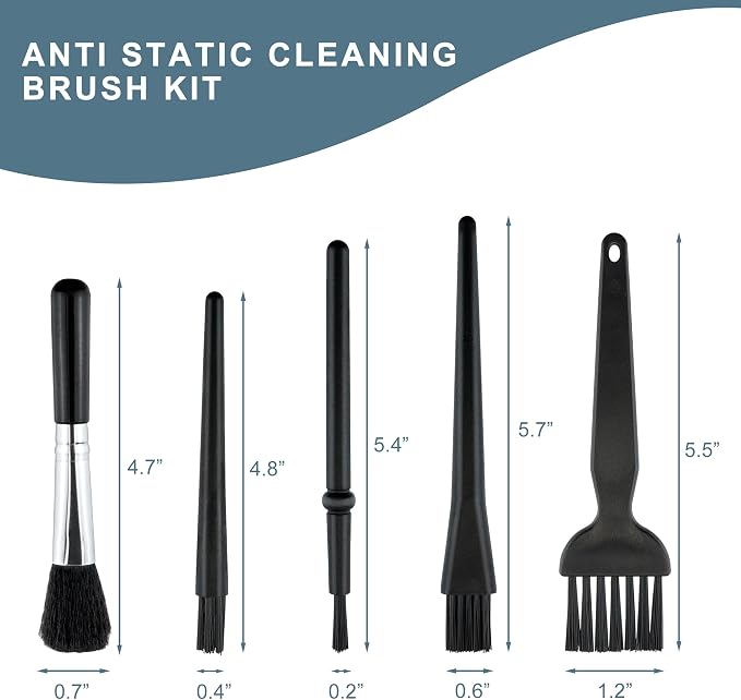 5 PCS Mini Keyboard Cleaning Brushes Kit, PP Handle Nylon Anti Static Electronic Dust Cleaning Brush for Computer Keyboard Motherboard Camera Small Space