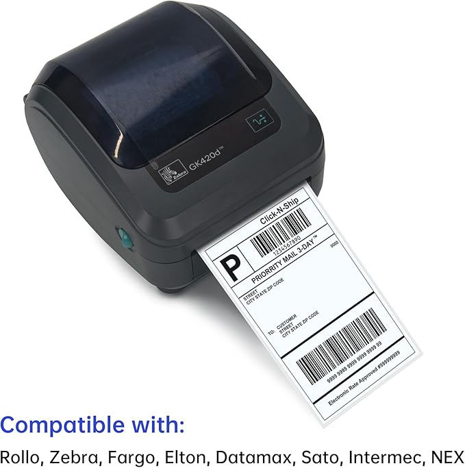 L LIKED 2500 4x6 Thermal Labels Fanfold, Direct Thermal Shipping Labels - Perforated and Strong Adhesive