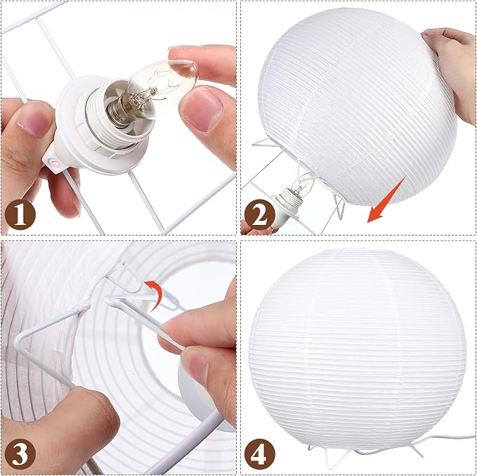 Totority Modern Paper Table Lamp, Japanese Lantern Style Bedside Night Light for Bedroom & Living Room, Minimalist Rice Paper Desk Lamp with Warm White E14 Bulb, Decorative Zen Home Lighting,US Plug