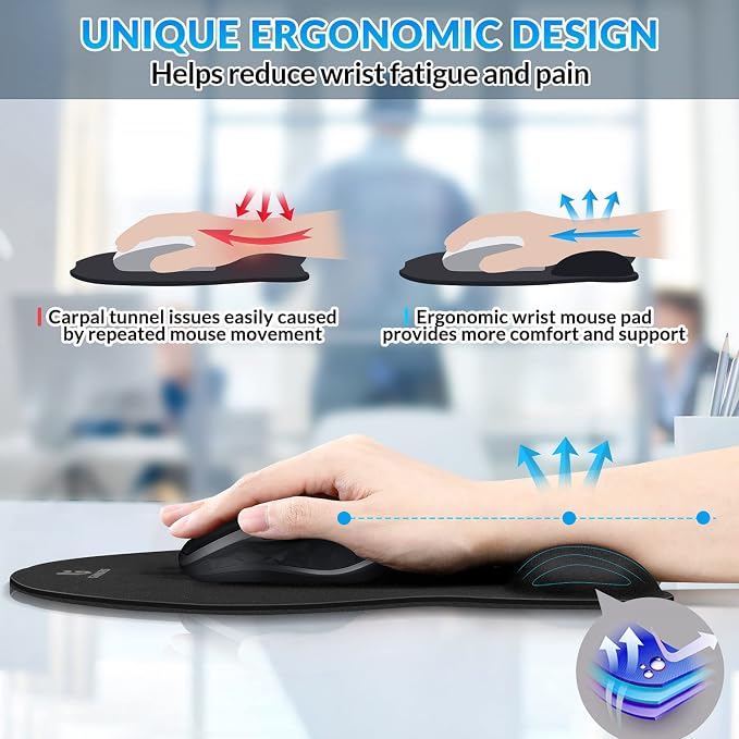 Gimars Upgrade Round Mouse Pad with Wrist Rest, Enlarge Smooth Superfine Fibre Memory Foam Ergonomic Comfortable Gaming Mousepad with Nonslip Base for Pain Relief, Laptop Computer Office, 10.8 x 9.7''
