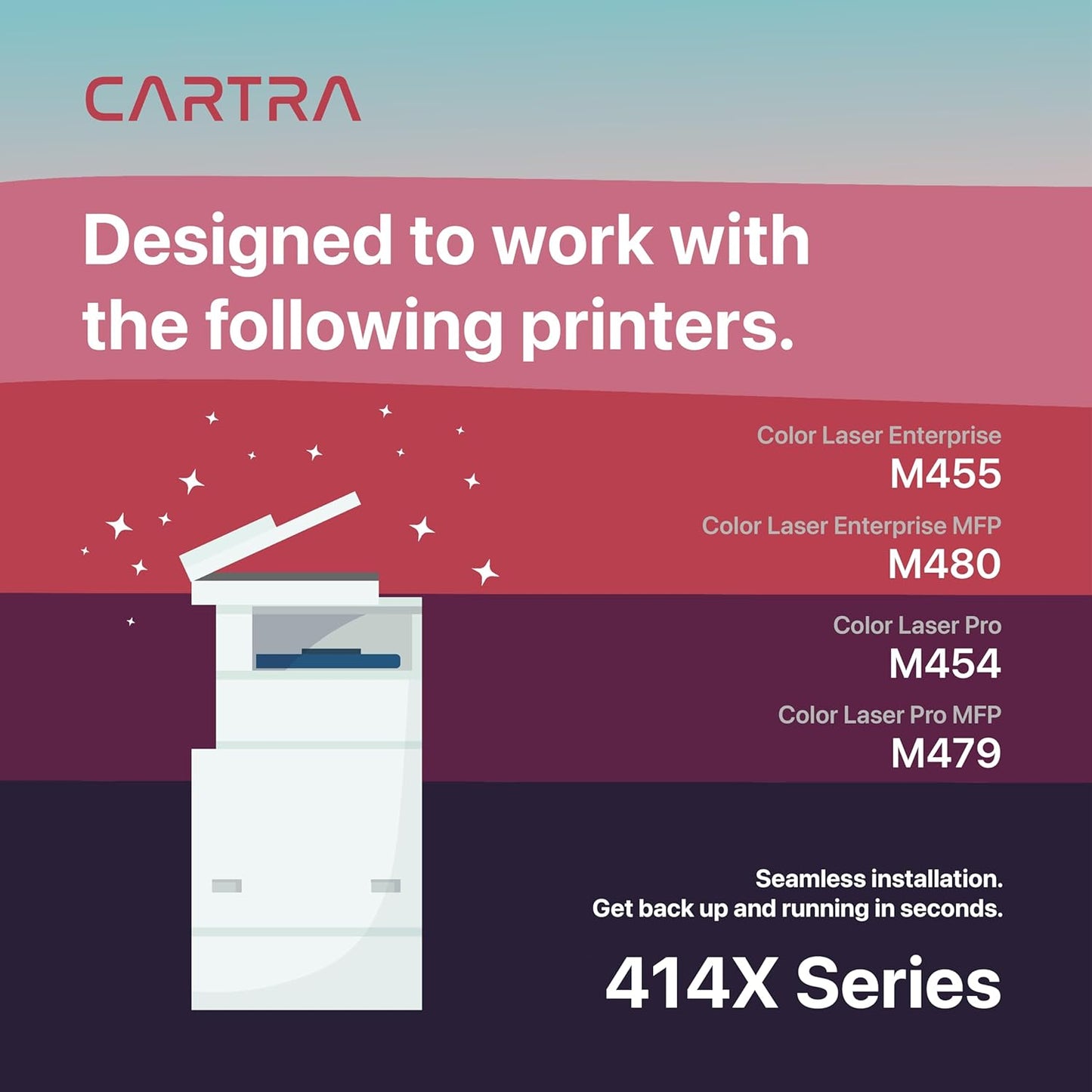 CARTRA 414X Toner Cartridge Set 4 Pack for HP Color Laserjet Pro MFP M454dw, M454dn, M454, M479fdw, M479fdn, M479, M455dn, M455, M480f, M480 - High Yield Magenta Black Cyan Yellow