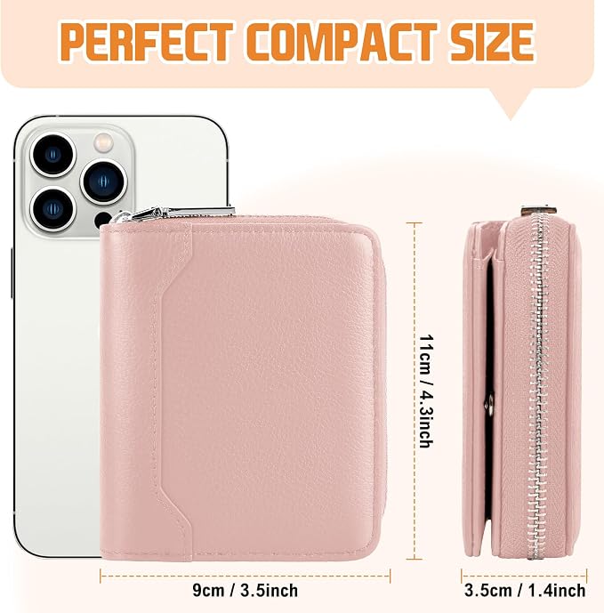 HUANLANG Mens Wallet RFID Blocking Multi Card Holder Wallets for Men Bifold Wallet with Zipper Small Men's Leather Wallet