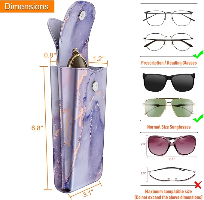 FINTIE Double Glasses Case with Carabiner Hook, Portable Vegan Leather Eyeglass Case Anti-scratch Sunglasses Pouch