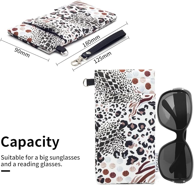 Face Shadow Double Glasses Case Soft Eyeglass Case For Women Men Squeeze Top Sunglasses Case With Cleaning Cloth
