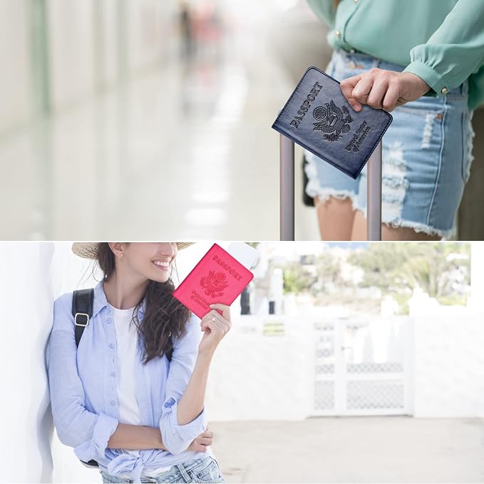 Eoehro Passport Holder for Travel Essentials-2Pack, Passport Wallet Cover Case for Travel Must Haves Accessories,Passport Book Holders for Women and Men