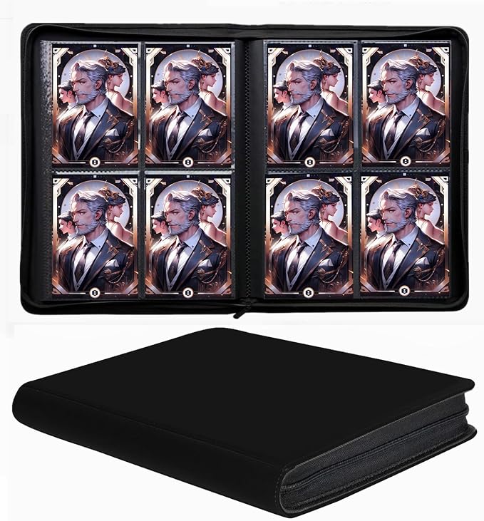 Trading Card Binder 4 Pocket, 240 Pockets Ringless PU Cover Card Collection Binder, Double Sided Card Binder Collector Album, Card Folder for MTG, TCG, Sports Cards, Game Card (Black, 4Pockets)